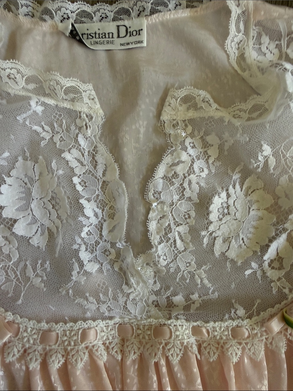 Dior Pink Lace-Trim Lingerie Long Nightgown - Picture 10 of 12
